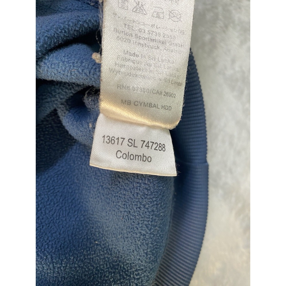 Burton Hoodie Mens Large Blue Dryride MB Cymbal HDD Pullover Logo Fleece Lined - Picture 6 of 6